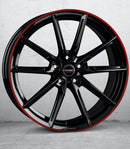 Borbet LX18 black glossy rim red Felge 8x18 Zoll 5x112 Lochkreis - Beast Performance Fahrzeugtechnik OHG